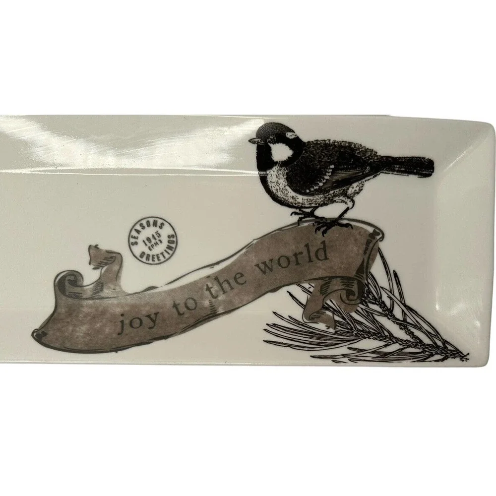 St. Nicholas Square Joy to the World Appetizer Treat Tray Bird Platter Holiday